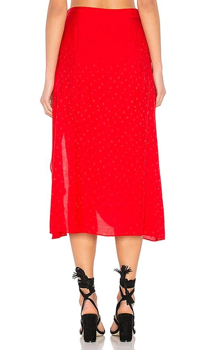 Shop For Love & Lemons Gabriella Button Up Midi Skirt In Red