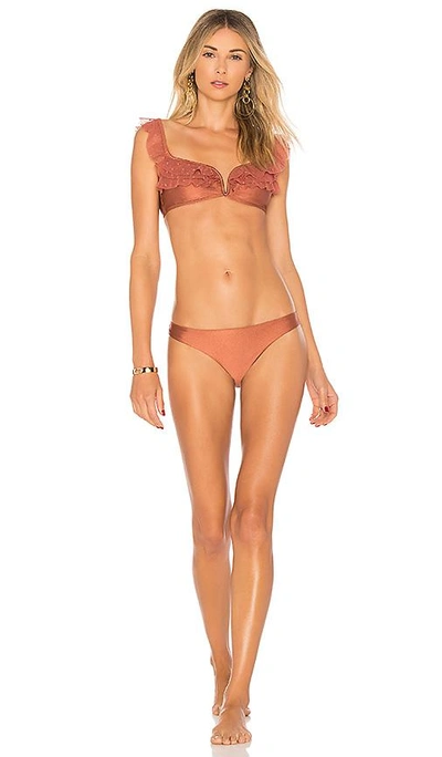 Shop Zimmermann Corsair Shoulder Frill Bikini In Rose