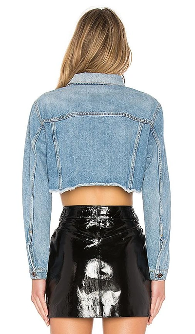 Shop Off-white Crop Denim Jacket In Medium Tea Wash