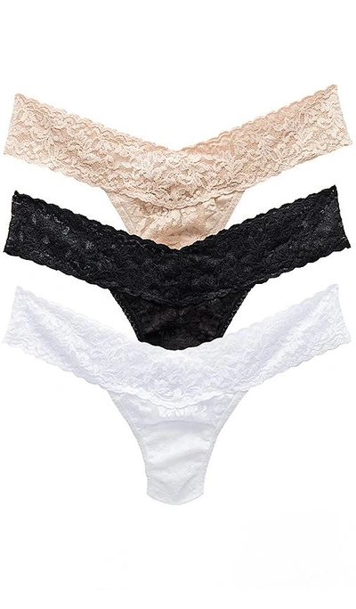 Shop Hanky Panky Low Rise Thong 3 Pack In Black  White & Chai
