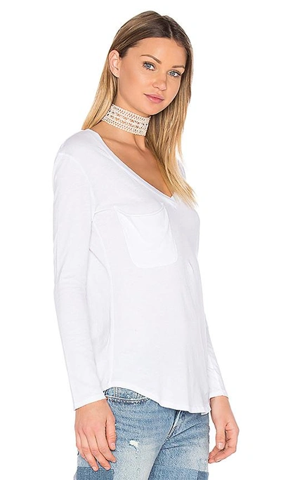 Shop Bobi Light Weight Jersey Pocket Long Sleeve Top In White