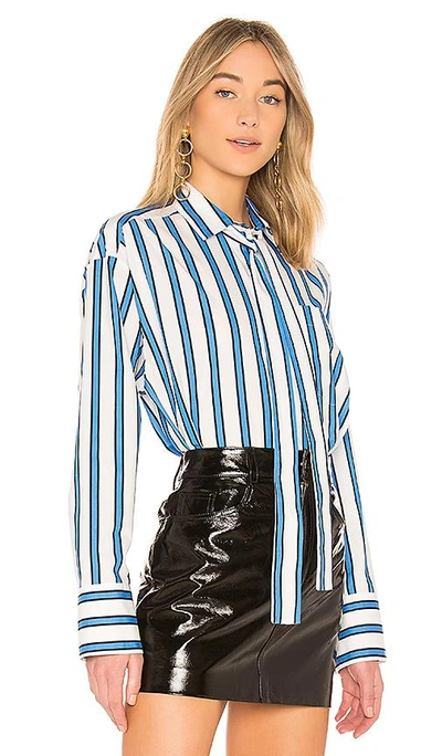 Shop Msgm Oversized Button Up In Blue