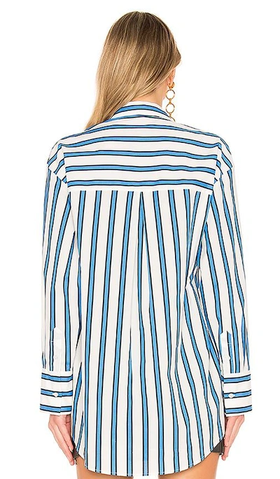 Shop Msgm Oversized Button Up In Blue