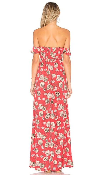 Shop Flynn Skye Bardot Maxi Dress In Coral