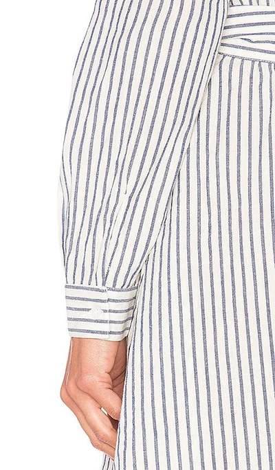 Shop L'academie Jann Button Up Dress In Blue & White Stripe