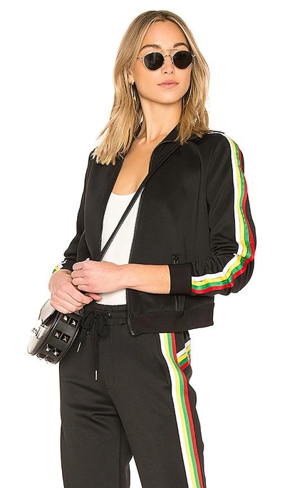 Shop Pam & Gela Rainbow Sportstripes Track Jacket In Black