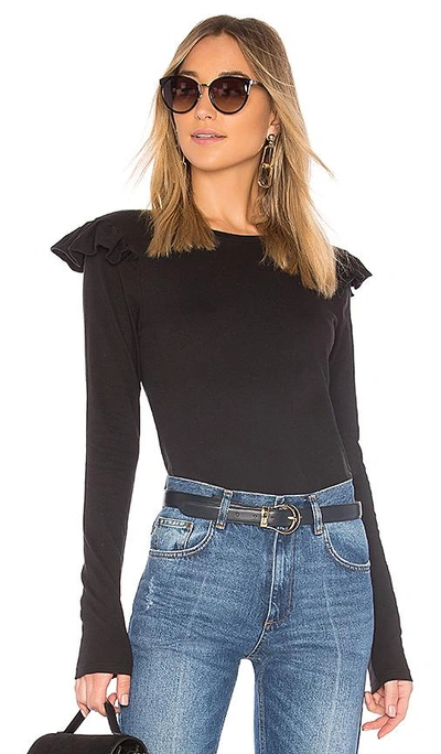 Shop Frame Ruffle Crew Top In Black