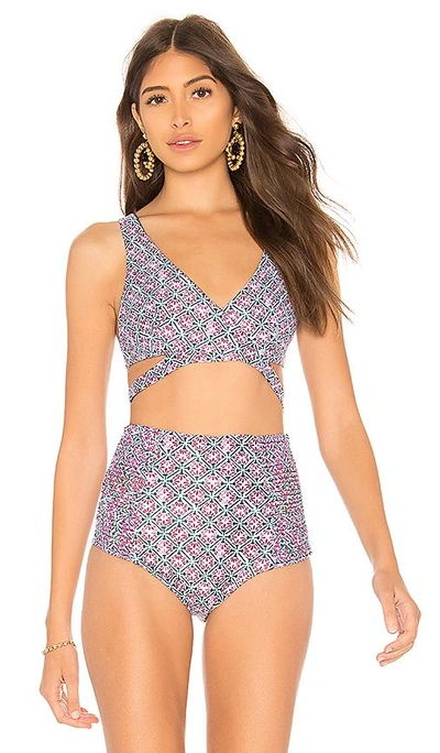 Shop Mia Marcelle Charlie Bikini Top In Boho Tile Teal