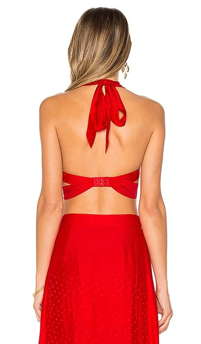Shop For Love & Lemons Gabriella Silk Dot Halter Top In Red. In Chili
