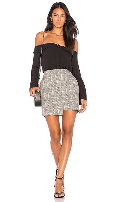 Shop J.o.a. Asymmetric Mini Skirt In Grey Plaid