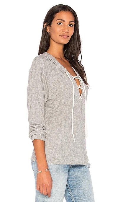 Shop Michael Lauren Carson Lace Up Hoodie In Gray
