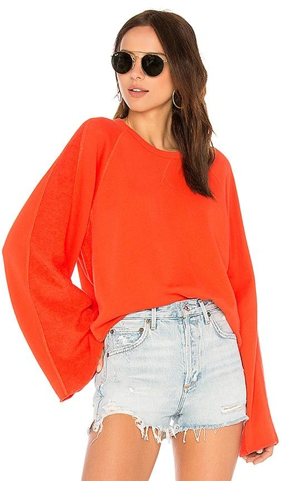 Shop 7 For All Mankind Flare Sleeve Crop Sweatshirt In Red