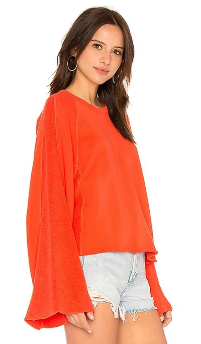 Shop 7 For All Mankind Flare Sleeve Crop Sweatshirt In Red