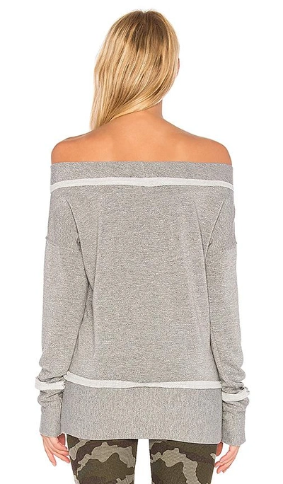 Shop Stateside Fleece Off The Shoulder Top In Gray