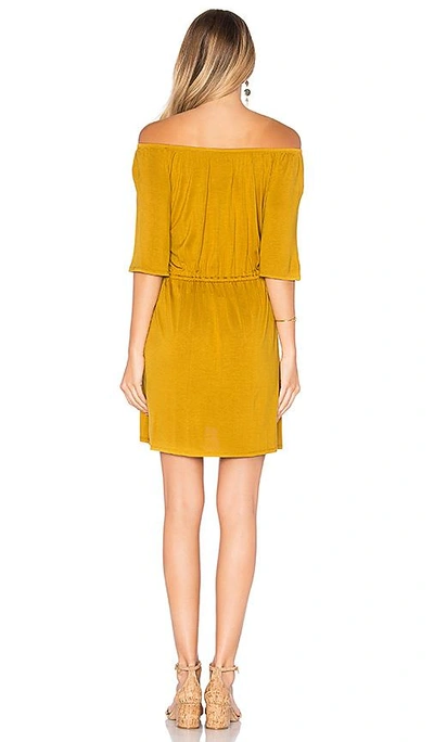 Shop Chaser Cool Jersey Off Shoulder Dress In Mustard