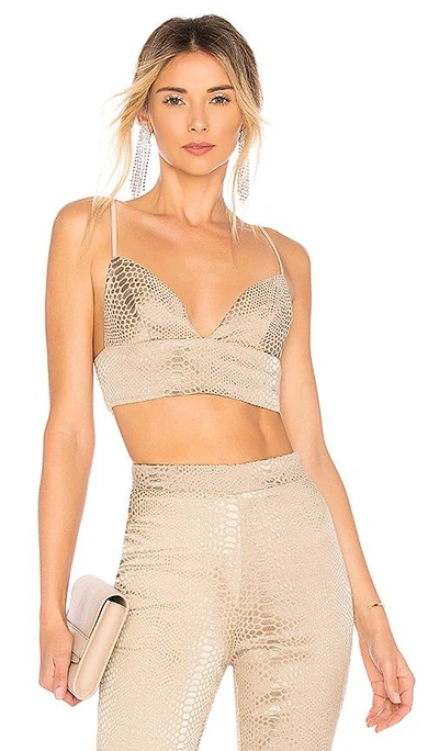 Shop By The Way. Superdown Kimberly Snakeskin Crop Top In Nude. In Natural