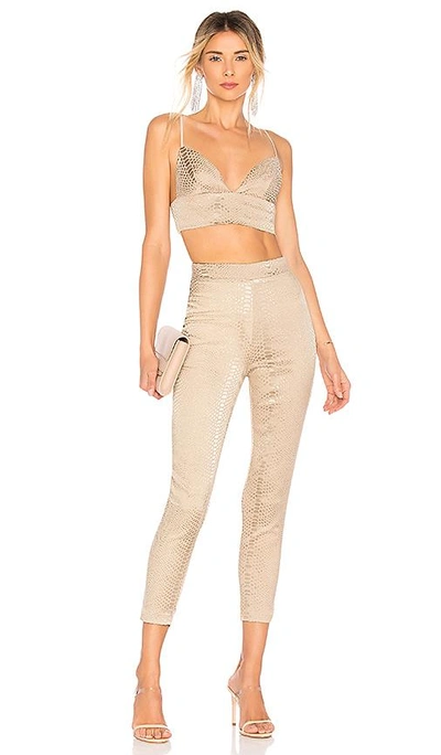 Shop By The Way. Superdown Kimberly Snakeskin Crop Top In Nude. In Natural