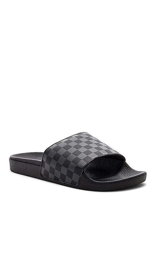 vans slides black checkerboard