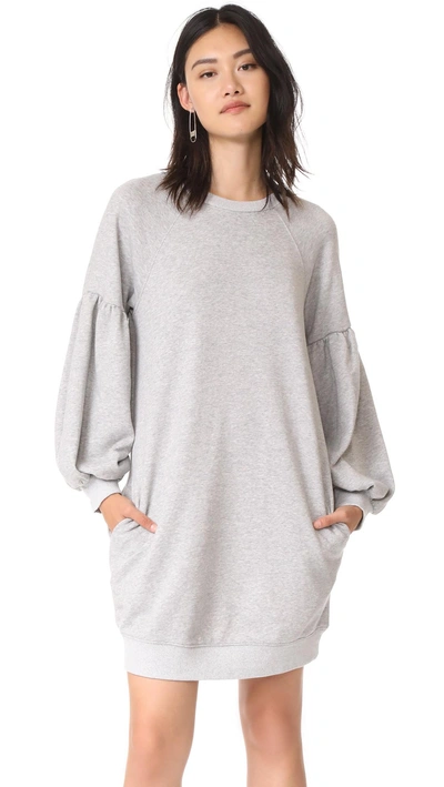 Shop Joa Sweatshirt Dress In Heather Grey