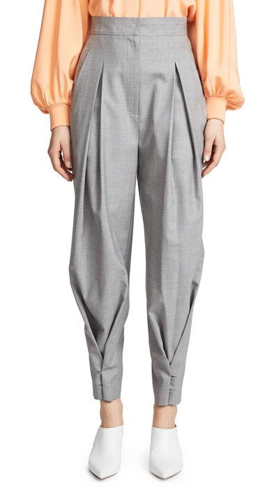 Shop Pushbutton High Waist Trousers In Grey