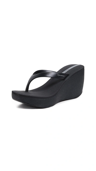 Shop Ipanema Bolero Wedge Flip Flops In Black/black