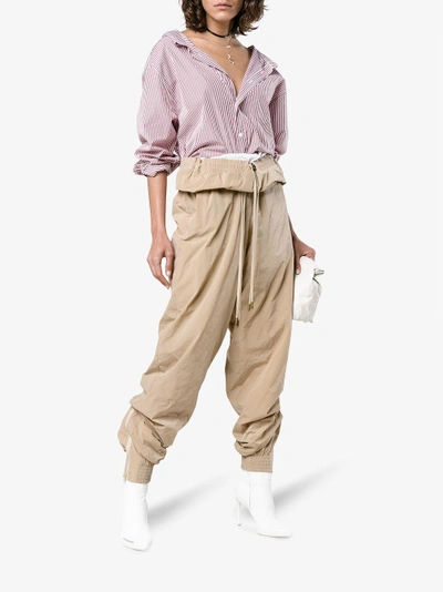 Shop Y/project Y / Project Cropped Track Pants With Double Drawstring In Nude&neutrals