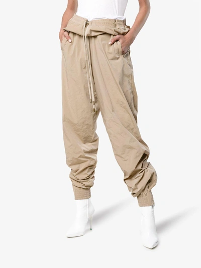 Shop Y/project Y / Project Cropped Track Pants With Double Drawstring In Nude&neutrals