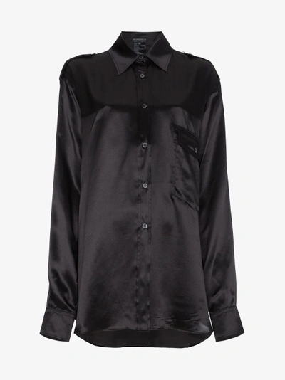 Shop Ann Demeulemeester Black Silk Shirt