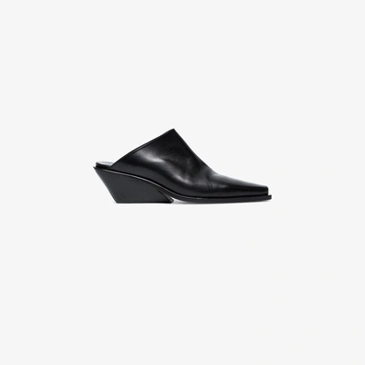 Shop Ann Demeulemeester Black Wedge 50 Leather Mules