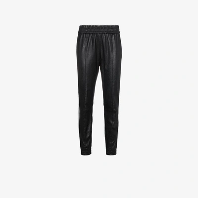 Shop Sprwmn Leather Track Pants With Stripes In Black