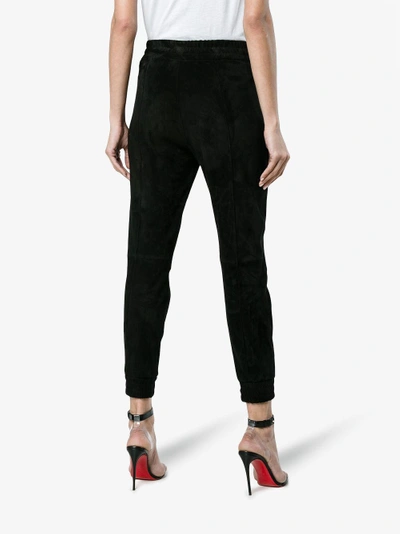 Shop Sprwmn Black Suede Track Pants