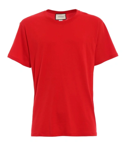 Shop Gucci Logo Print T-shirt In Live Red-bluette