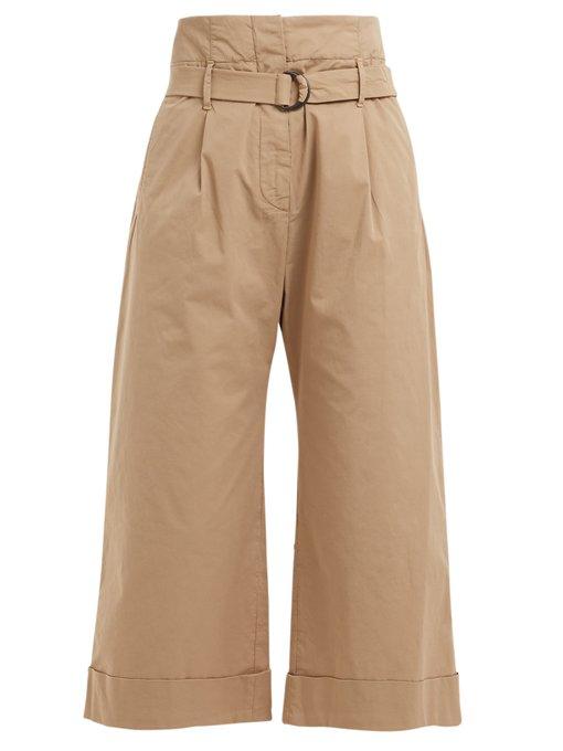 Brunello Cucinelli High-Rise Cropped Cotton-Blend Trousers In Beige ...