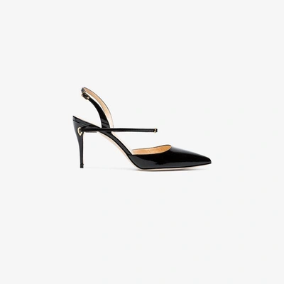 Shop Jennifer Chamandi Vittorio 85 Slingback Leather Pumps In Black