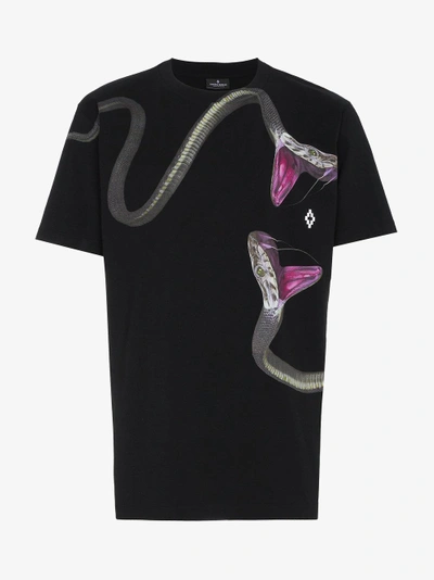 Marcelo Burlon County Of Milan Double Snakes Black Cotton T-shirt | ModeSens
