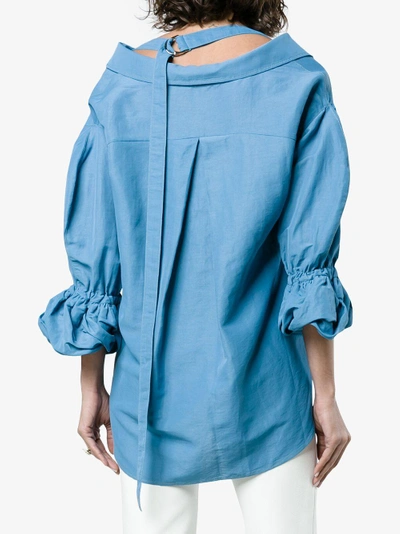 Shop Rejina Pyo Amber Linen Strap Detail Shirt In Blue