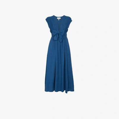 Shop Mara Hoffman Katinka V-neck Wrap Organic Cotton Dress In Blue