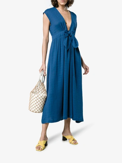 Shop Mara Hoffman Katinka V-neck Wrap Organic Cotton Dress In Blue