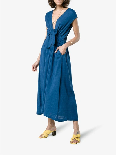 Shop Mara Hoffman Katinka V-neck Wrap Organic Cotton Dress In Blue