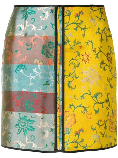 Shop Act N°1 Floral Jacquard Mini Skirt In Multicolour