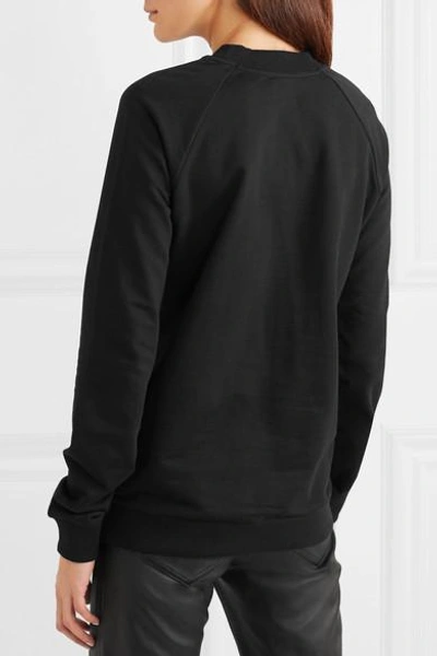 Shop Balmain Printed Cotton-jersey Sweatshirt In Black