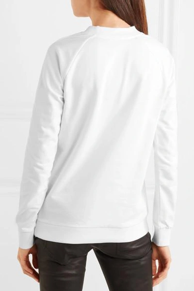 Shop Balmain Printed Cotton-jersey Sweatshirt In White