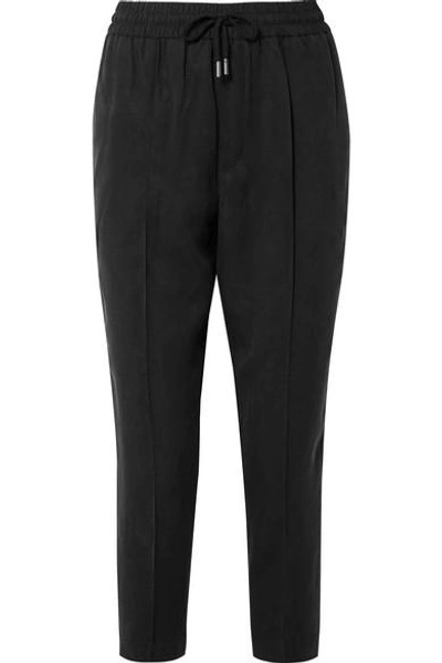 Shop Atm Anthony Thomas Melillo Cropped Twill Tapered Pants In Black