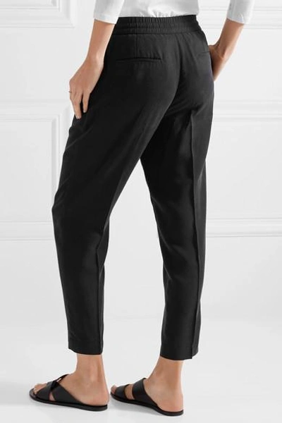 Shop Atm Anthony Thomas Melillo Cropped Twill Tapered Pants In Black