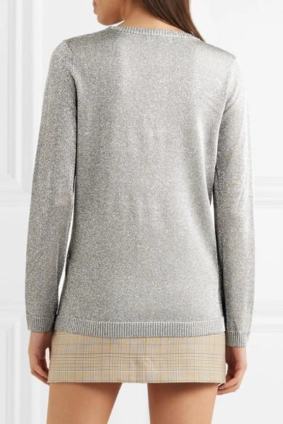 Shop Bella Freud Sparkle 1970 Metallic Knitted Sweater In Silver