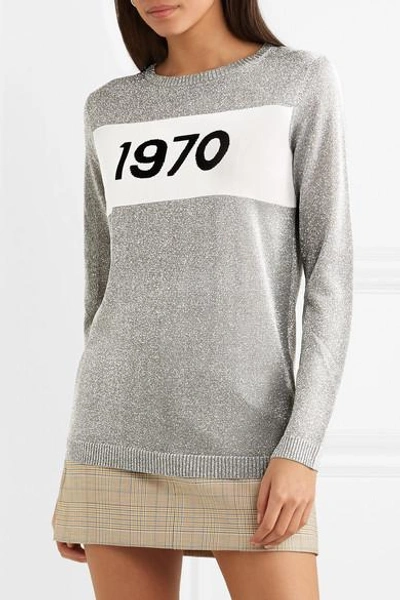 Shop Bella Freud Sparkle 1970 Metallic Knitted Sweater In Silver