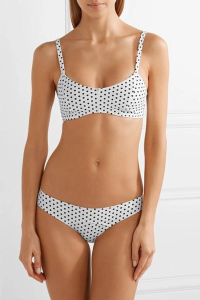 Shop Lisa Marie Fernandez Genevieve Polka-dot Bonded Bikini In White