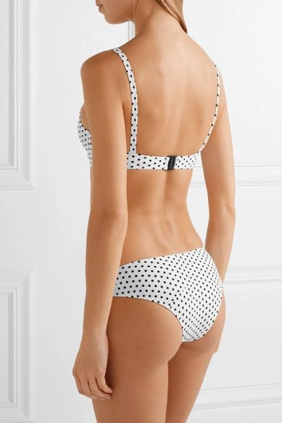 Shop Lisa Marie Fernandez Genevieve Polka-dot Bonded Bikini Top In White