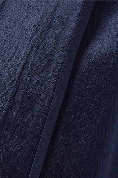 Shop Sid Neigum Wrap-effect Hammered-satin Midi Skirt In Navy