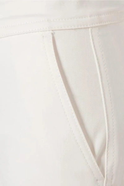 Shop Moncler Grosgrain-trimmed Cotton-blend Gabardine Wide-leg Pants In White